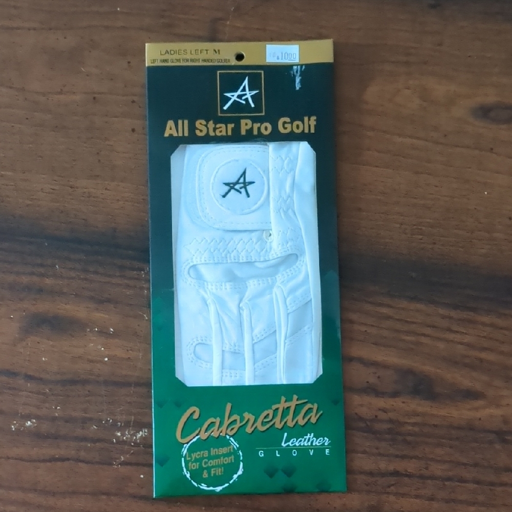 Women's White Leather Golf Glove Left Medium
